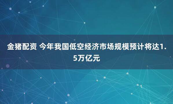 金猪配资 今年我国低空经济市场规模预计将达1.5万亿元