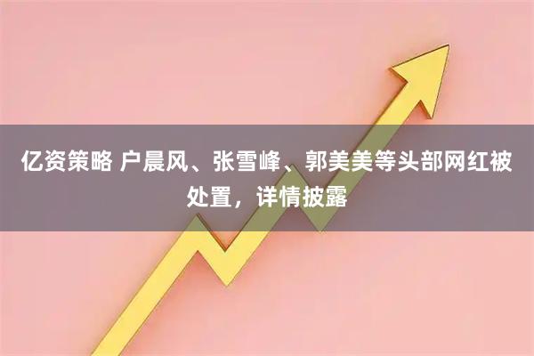 亿资策略 户晨风、张雪峰、郭美美等头部网红被处置，详情披露